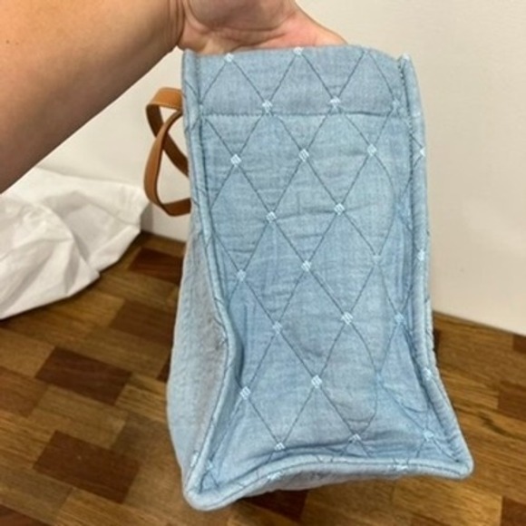 J Mclaughlin Nessa Handbag‎ One Size NWT $248 Blue Quilted Tote Cotton Purse - Picture 7 of 13